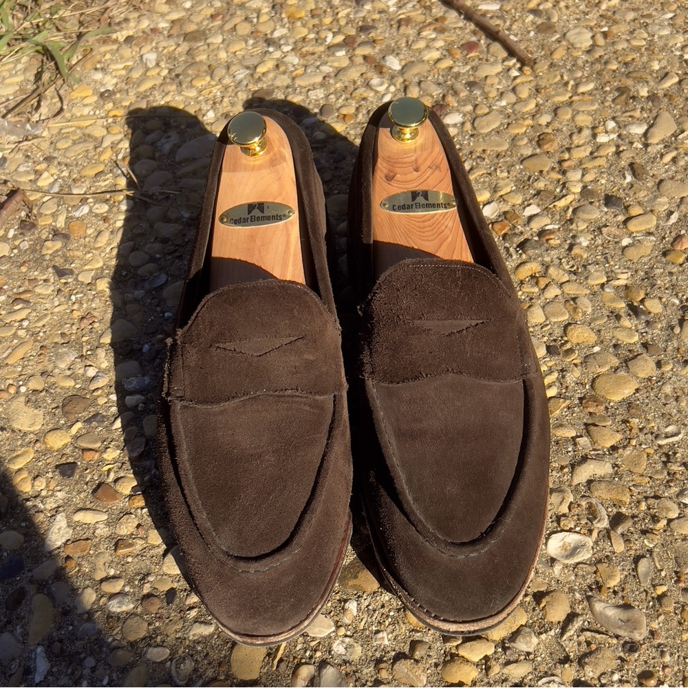Allen edmonds suede chocolate brown penny loafer 10 us